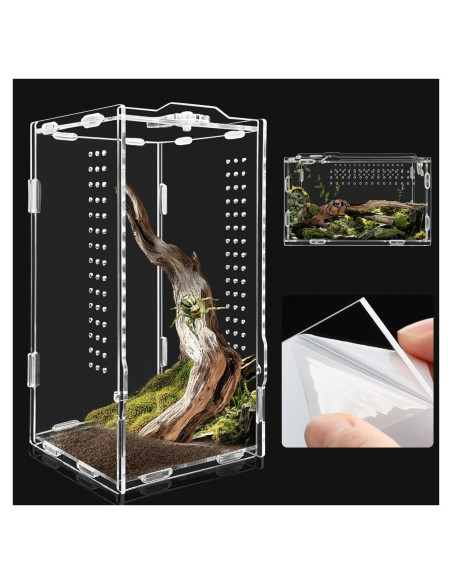 Terrario Acrílico REPTIDLDB para Arañas y Reptiles 15x20x35 cm