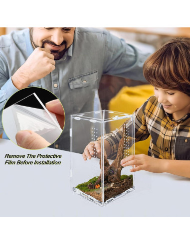 Terrario Acrílico REPTIDLDB para Arañas y Reptiles 15x20x35 cm