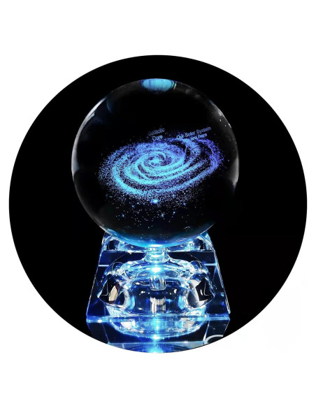Esfera de Cristal 3D OEGINFIT con Luz Nocturna y Base LED