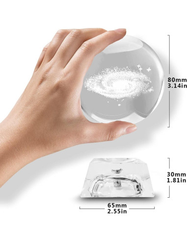 Esfera de Cristal 3D OEGINFIT con Luz Nocturna y Base LED