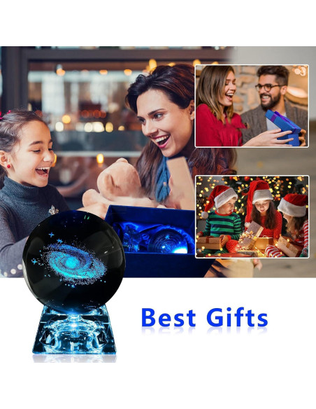Esfera de Cristal 3D OEGINFIT con Luz Nocturna y Base LED