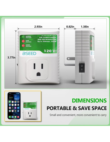 Protector de Sobretensión BSEED 20A 2400W para Electrodomésticos
