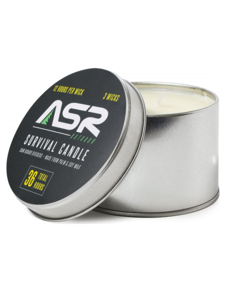 Vela de Emergencia ASR Outdoor 36 Horas 3 Mechas Portátil