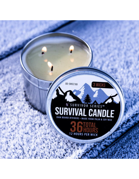 Vela de Emergencia ASR Outdoor 36 Horas 3 Mechas Portátil