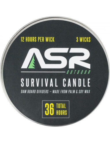 Vela de Emergencia ASR Outdoor 36 Horas 3 Mechas Portátil