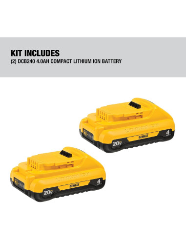 Batería de Litio Ión 4Ah 20V DEWALT DCB240-2 2-Pack