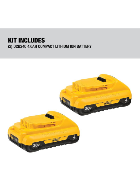 Batería de Litio Ión 4Ah 20V DEWALT DCB240-2 2-Pack