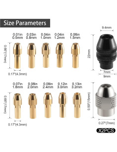 Juego de Mandriles Sin Llave Hozly 0.8-3.2mm Accesorios 2