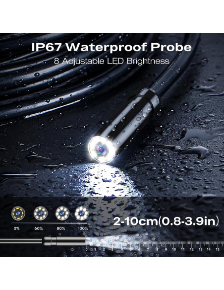 Cámara Endoscopio AukonVee 1920P HD 50FT IP67 Luz LED