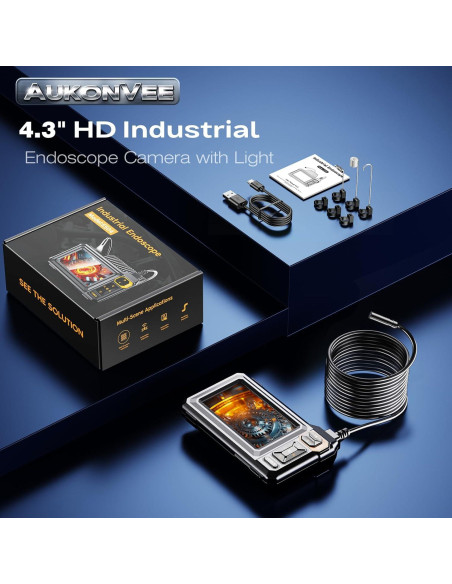 Cámara Endoscopio AukonVee 1920P HD 50FT IP67 Luz LED