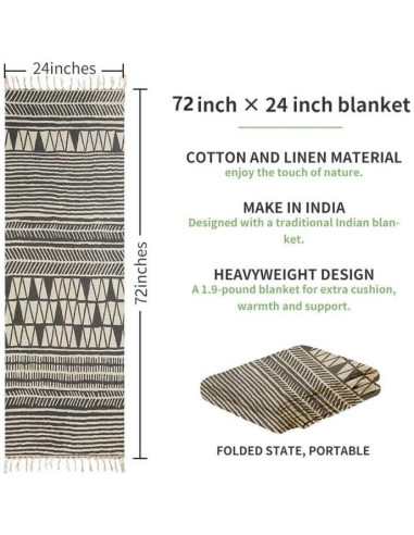 Alfombrilla de Yoga Nuveti de Algodón Antideslizante 182x61cm