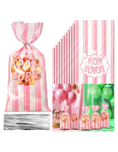 200 Bolsas de Palomitas Desechables Rosa Ninehaoou 12.4x27.4cm