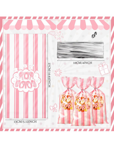 200 Bolsas de Palomitas Desechables Rosa Ninehaoou 12.4x27.4cm