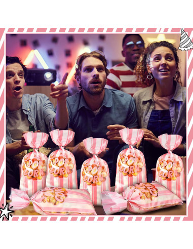 200 Bolsas de Palomitas Desechables Rosa Ninehaoou 12.4x27.4cm