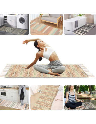 Alfombrilla de Yoga Nuveti de Algodón Antideslizante 182x61cm