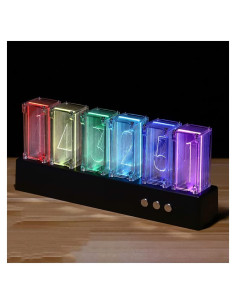 Reloj de Tubo Nixie WJFMZS LED RGB Digital 26x11 cm