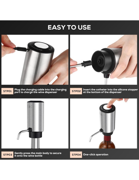 Aereador de Vino Eléctrico BLUBYEES 3-en-1 Recargable USB