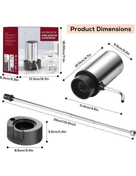 Aereador de Vino Eléctrico BLUBYEES 3-en-1 Recargable USB