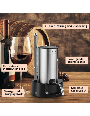 Aereador de Vino Eléctrico BLUBYEES 3-en-1 Recargable USB