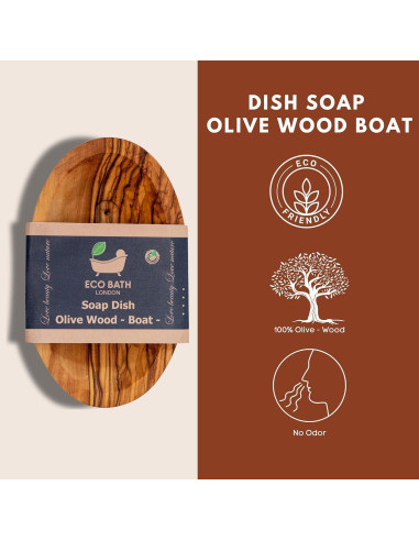 Plato de Jabón de Madera de Olivo Eco Bath London - Barco