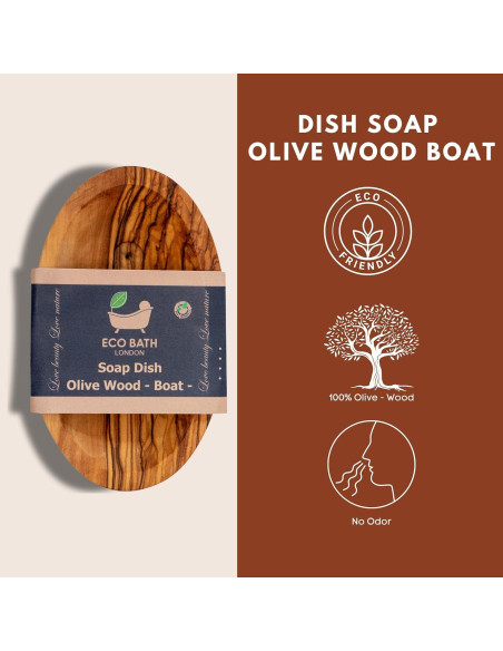 Plato de Jabón de Madera de Olivo Eco Bath London - Barco