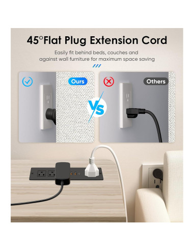 Toma de Corriente Empotrada VILONG con 4 Tomas y 3 USB