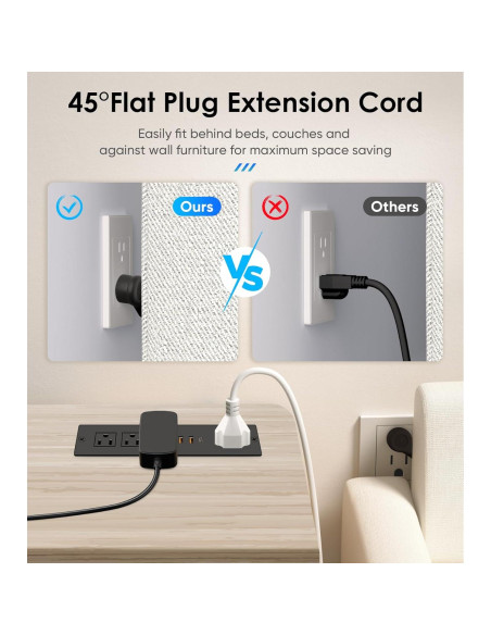 Toma de Corriente Empotrada VILONG con 4 Tomas y 3 USB