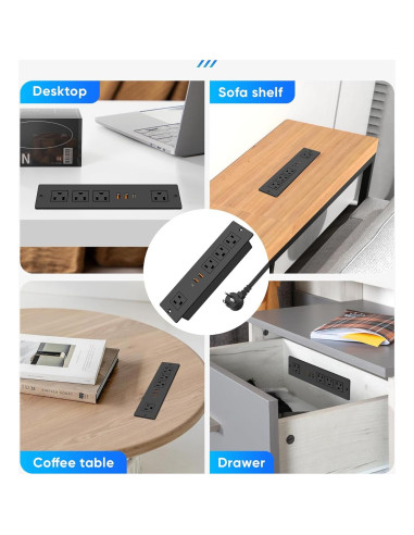 Toma de Corriente Empotrada VILONG con 4 Tomas y 3 USB