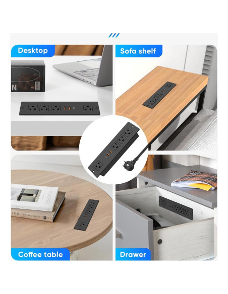 Toma de Corriente Empotrada VILONG con 4 Tomas y 3 USB