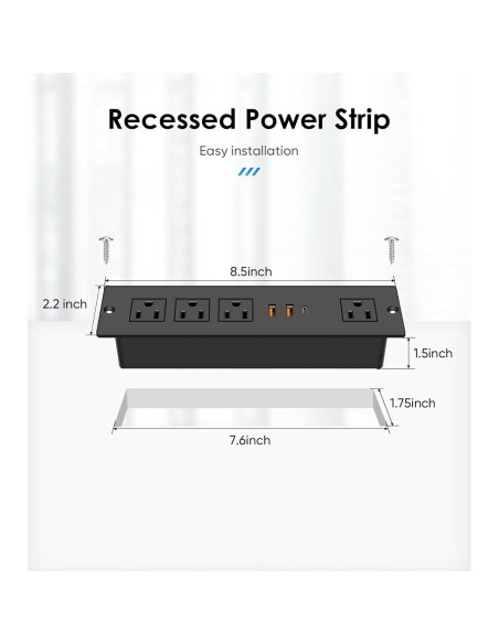 Toma de Corriente Empotrada VILONG con 4 Tomas y 3 USB