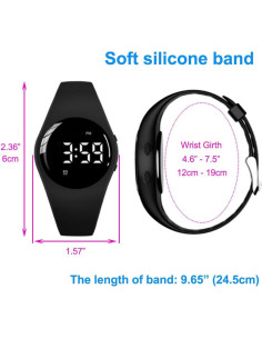 Reloj de Alarma Vibrante e-vibra Negro Impermeable 30m 2