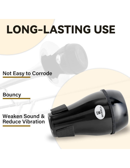 Sordina para Trompeta ROWELL ABS Negra con Esponja Densa