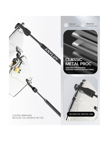 Gafas de Luz Azul Sin Montura ANYLUV para Hombres - Antifatiga Visual