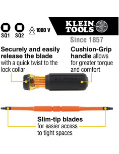 Destornillador Aislado Klein Tools 32287 2-en-1 Punta Cuadrada 2