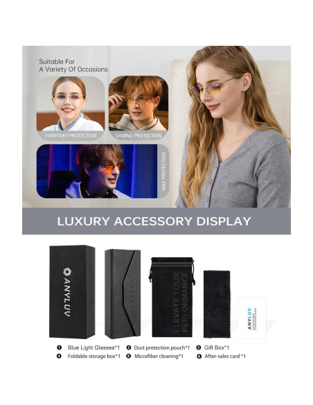 Gafas de Luz Azul Sin Montura ANYLUV para Hombres - Antifatiga Visual