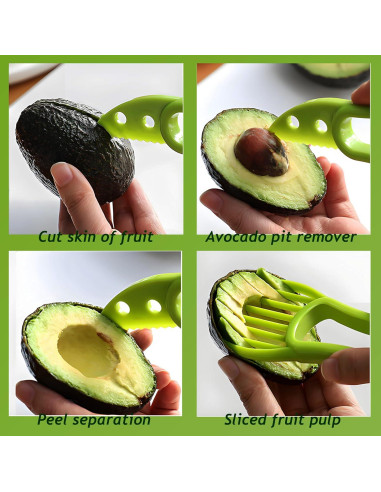 Cortador de Aguacate 3 en 1 SoKalChw Verde - Herramienta Multifuncional
