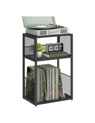 VASAGLE Mesa Lateral para Tocadiscos 3 Niveles Negro Ébano