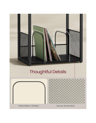 VASAGLE Mesa Lateral para Tocadiscos 3 Niveles Negro Ébano