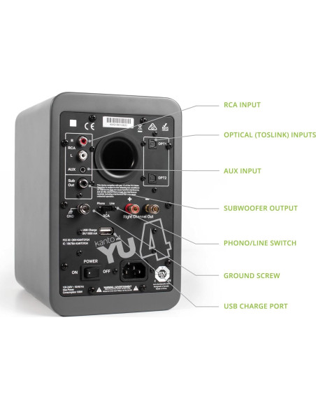 Altavoces Kanto YU4 Gris Mate Bluetooth 140W con Preamplificador