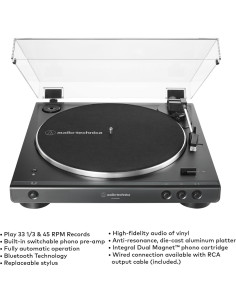 Tornamesa Estéreo Bluetooth Audio-Technica AT-LP60XBT Negro + Monitores 2