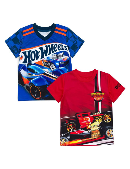 Camisetas Deportivas Hot Wheels 2 Pack Niños 5T Rojo Azul