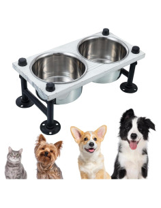 Comedero Elevado para Perros MyGift Blanco Vintage con Acero