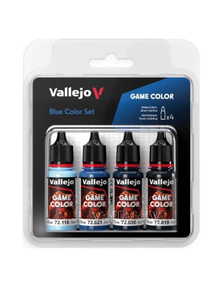 Set de Pintura Acrílica Vallejo Azul - 4 Botellas 18 ml