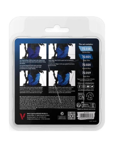 Set de Pintura Acrílica Vallejo Azul - 4 Botellas 18 ml