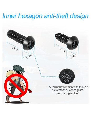 Kit de Tornillos Antirrobo XINLIYA para Placas de Licencia M6