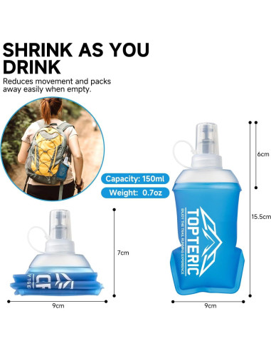Botella de Agua Plegable TOPTERIC 150ml TPU Libre BPA