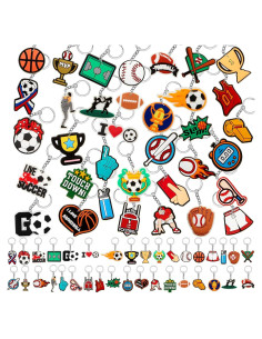 Llaveros deportivos Batiyeer 36 piezas PVC 3x3 cm