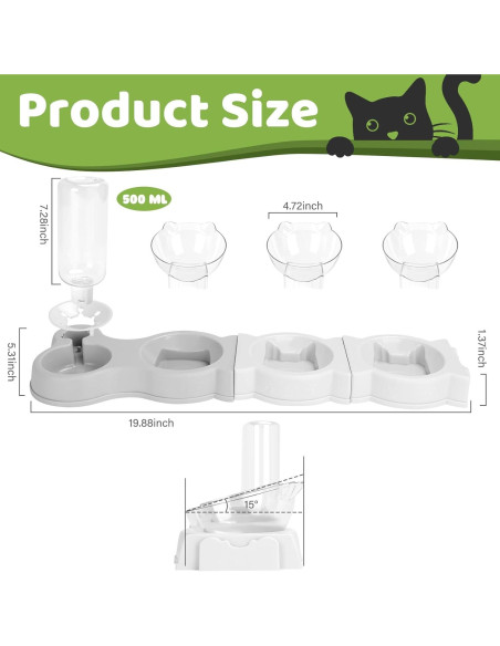 Plato para Gatos Yummy Sam 4 en 1 con Dispensador de Agua