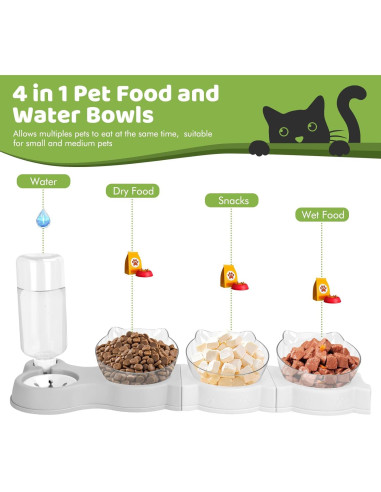Plato para Gatos Yummy Sam 4 en 1 con Dispensador de Agua
