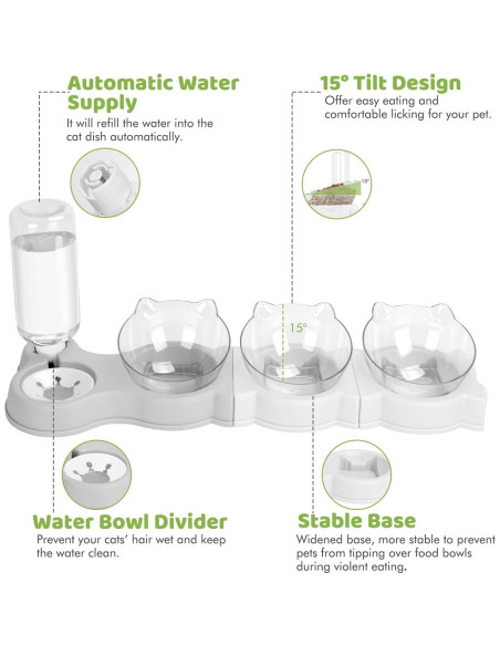 Plato para Gatos Yummy Sam 4 en 1 con Dispensador de Agua